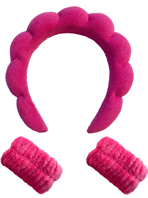 Women's Hair Hoop & Wristband Set, Soft & Absorbent Hair Hoop & Wristband, Fashion Hair Accessories for Skincare & Face Washing