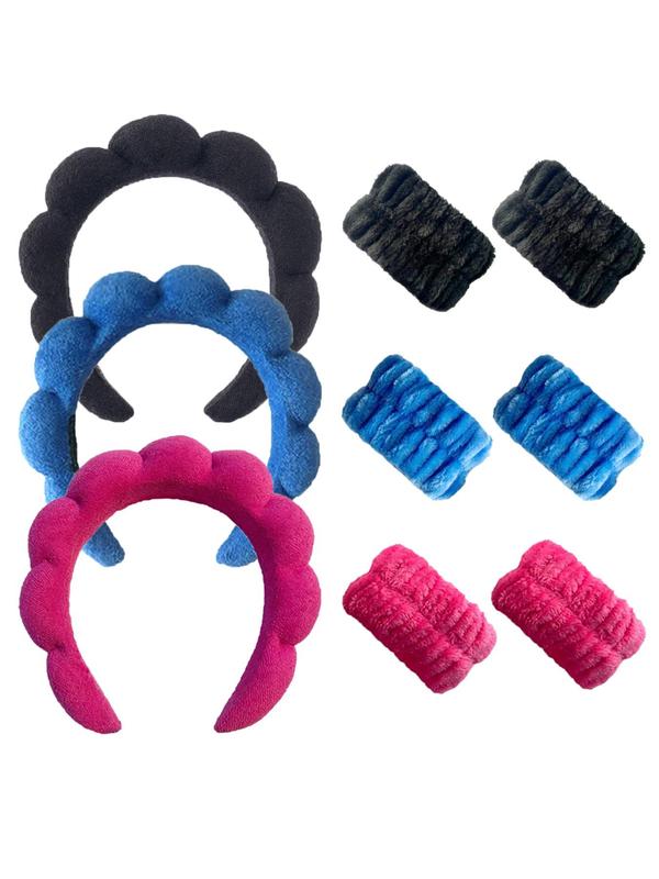 Women's Hair Hoop & Wristband Set, Soft & Absorbent Hair Hoop & Wristband, Fashion Hair Accessories for Skincare & Face Washing