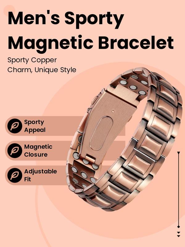 Men's Sporty Magnetic Matching Bracelet, Unique Folding Clasp Wristband Brazaletes with Adjustment Tool, Fashion Accessories for Clothing Decor, for Gift