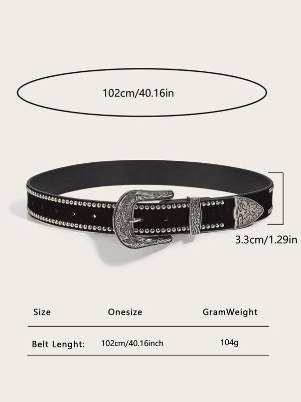 Vintage Studded Decor Pu Leather Belt, Punk Style Belt for Men & Women, Fashion Belt for Party, Daily Clothing Decor, Trendy All-match & Exquisite Belt for Birthday Gift