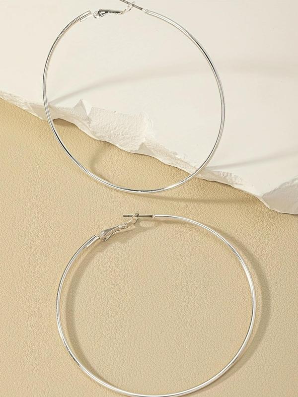 Round Hoop Earrings, 4 Pairs Fashionable Matching Earrings Jewelry for Women & Girls for Party, Classic Fashion Accessories for Daily Wear