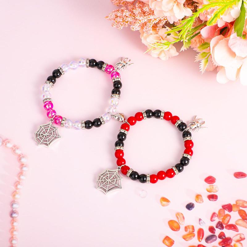 2pcs Spider Friendship Bracelet, Spider Magnetic Matching Bracelets Stretch Bracelets for Halloween Valentines Christmas Birthday Cifts