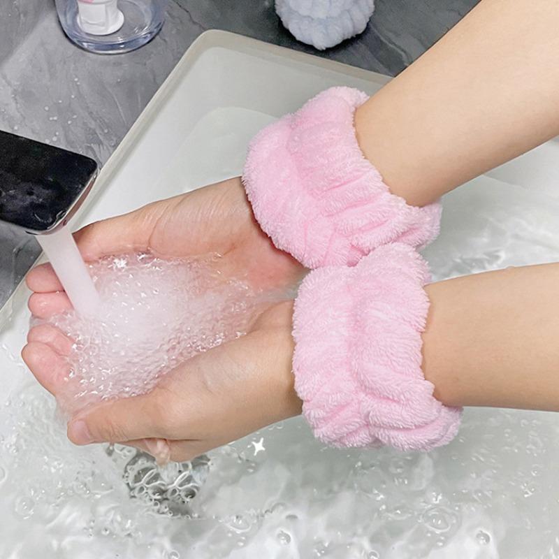 Solid Color Wrist Spa Washband, 10pcs set Water Absorbent Wristband for Washing Face, Face Washing Wristband, Bathroom Supplies