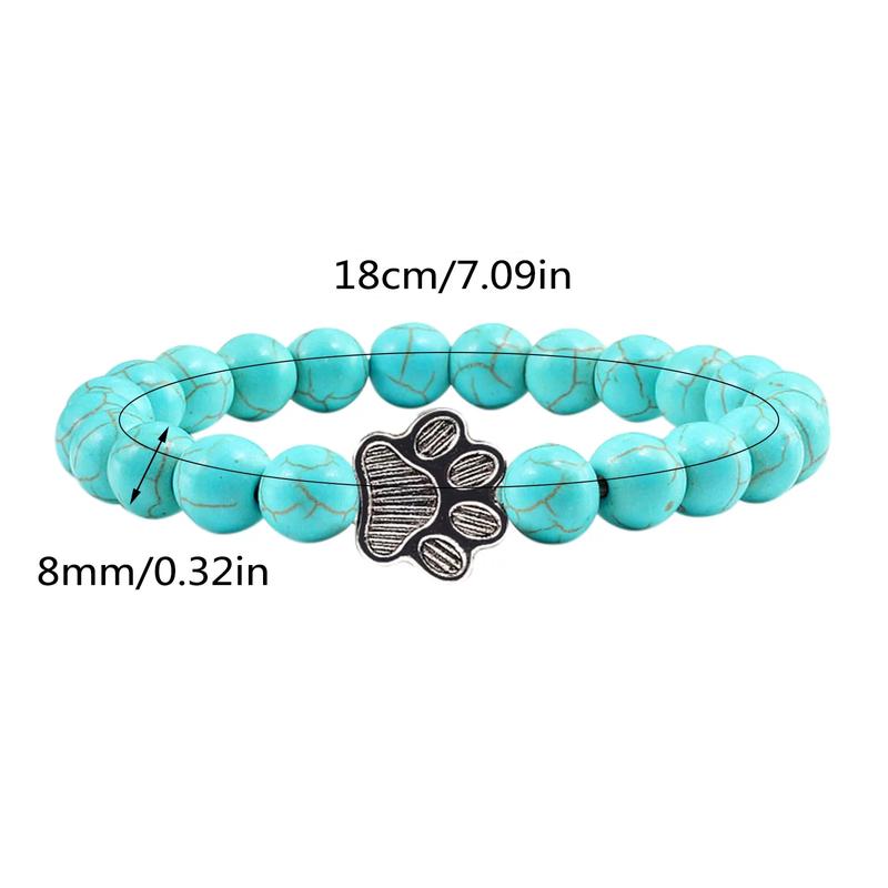 Lava Rock Stone Beads Stretch Bracelet Sports Dog Paw Charm Essential Oil Diffuser Pet Memorial Bracelet Bangle