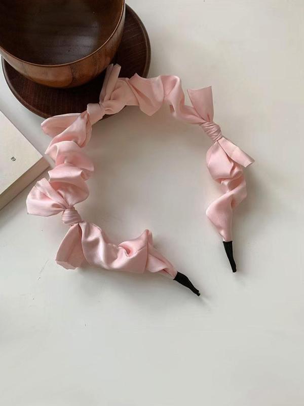 Solid Color Bow Decor Hair Hoop, Cute Hair Accessories for Women & Girls, Minimalist Headwear Suitable for Thick Hair