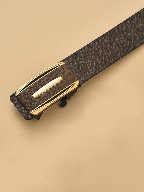 Men's Automatic Buckle Lychee Texture PU Leather Belt, Business Casual Waistband for Jeans, Fashion Accessories for Daily Wear