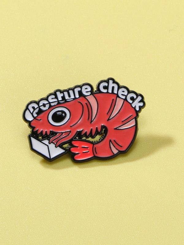 Cute Lobster Design Brooch, 2024 New Style Fashionable Letter Pattern Badge for Clothes & Hat & Bag,  Enamel Pin Suitable for Backpacks, Jeans, Scarves, Hats Decoration