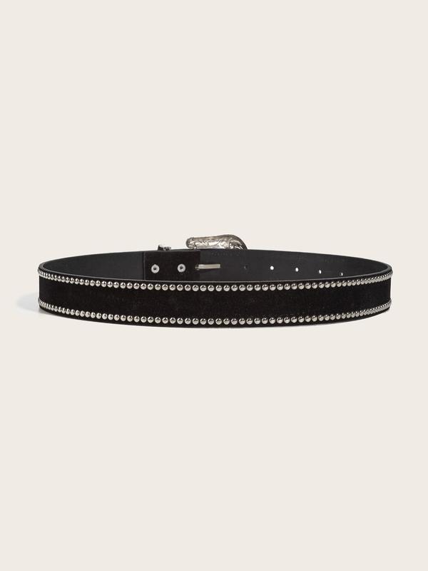 Vintage Studded Decor Pu Leather Belt, Punk Style Belt for Men & Women, Fashion Belt for Party, Daily Clothing Decor, Trendy All-match & Exquisite Belt for Birthday Gift