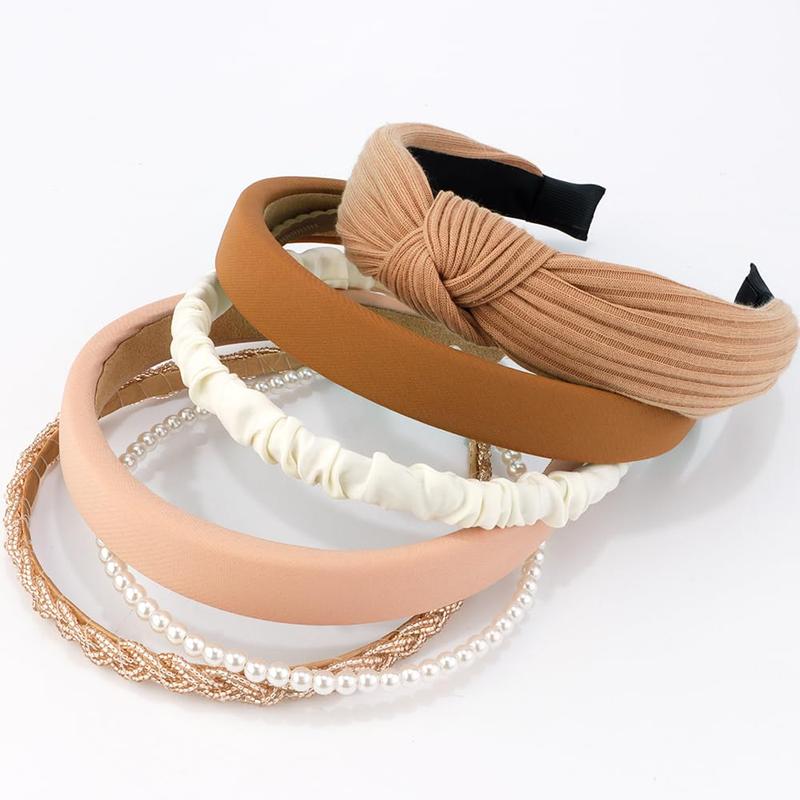 7 Pack Headbands for Women Girls Headbands Trendy Non Slip Hairbands Cute Hair Accessories Multi-style Headband Pack Diademas Para Mujer (Neutral)