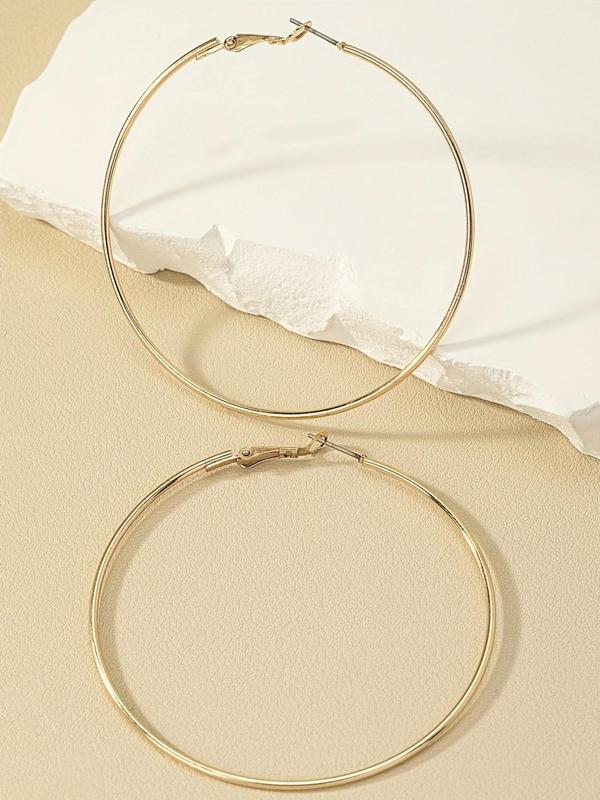 Round Hoop Earrings, 4 Pairs Fashionable Matching Earrings Jewelry for Women & Girls for Party, Classic Fashion Accessories for Daily Wear