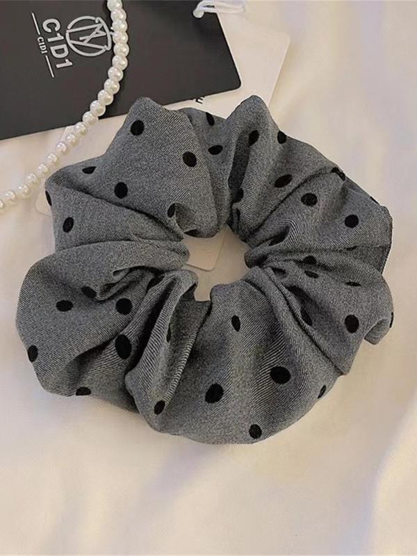 Polka Dot & Heart & Bow Decor Ruched Hair Tie, Cute Scrunchie for Women & Girls, Minimalist Headwear for Thick Hair, Fashion Hair Accessories for Party, Daily