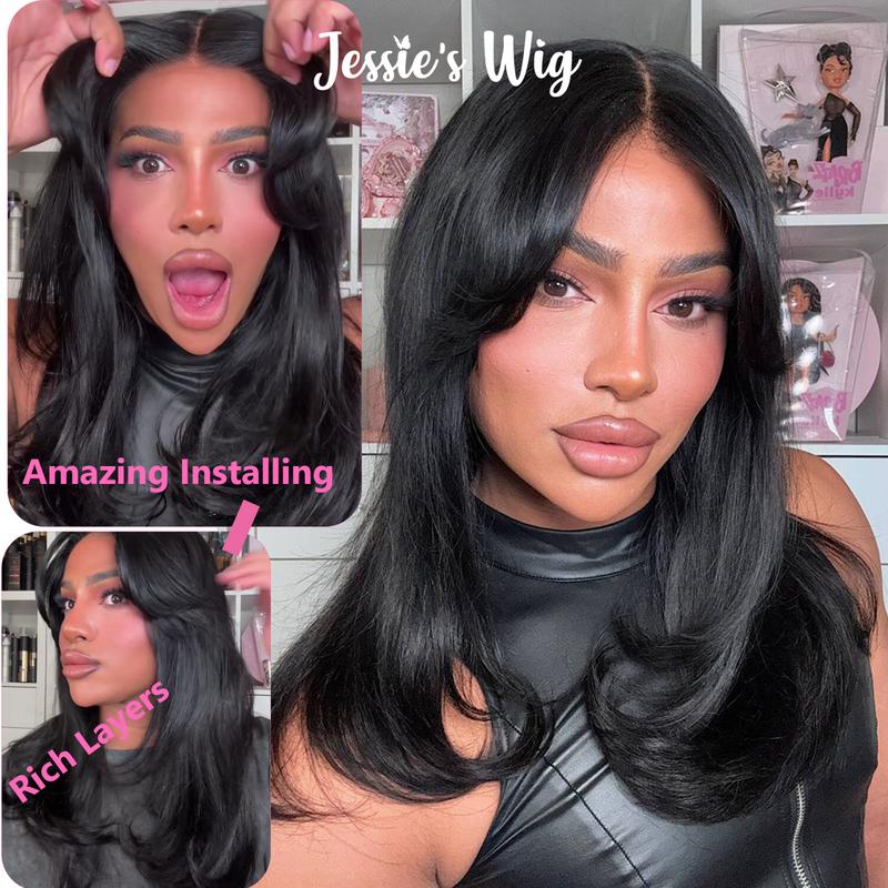 Jessie's Wig Face Framing Curtain Bangs Glueless Wig With Layers Pre Everything 9X6 7X5 Lace Wig For Women