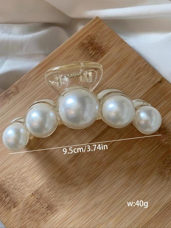 2024 Elegant Faux Pearl Decorated Hair Claw Clip for Gift, Minimalist Headwear Suitable for Thick Hair, Fashion Hair Accessories for Party, Daily Clothing Decor for Women & Girls