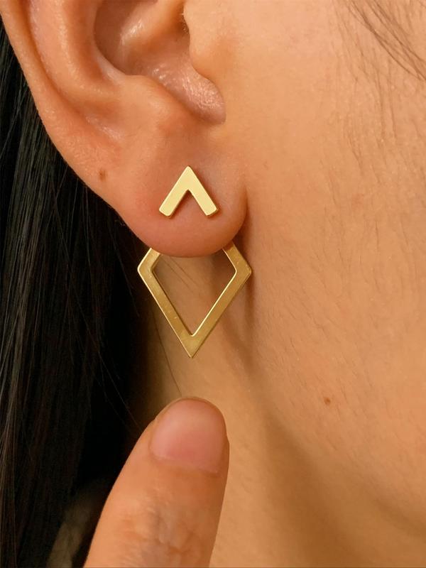 Geometric Design Earring Jacket, Designer Luxury Jewelry for Women & Girls, Casual Jewelry for Party, Daily Clothing Decor, Trendy for Birthday Gift, Fall Outfits, Fall Freshness Fall