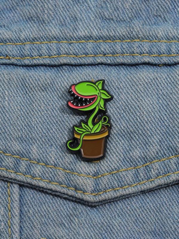 Cute Cartoon Plant Design Brooch, Fashion Alloy Badge for Daily Clothing Decor, Trendy All-match & Exquisite Brooch for Birthday Gift