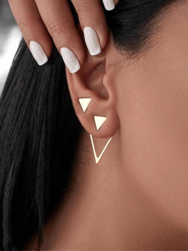 Geometric Design Stud Earrings, Fashionable Jewelry for Women & Girls, Trendy All-match & Exquisite Jewelry for Birthday Gift