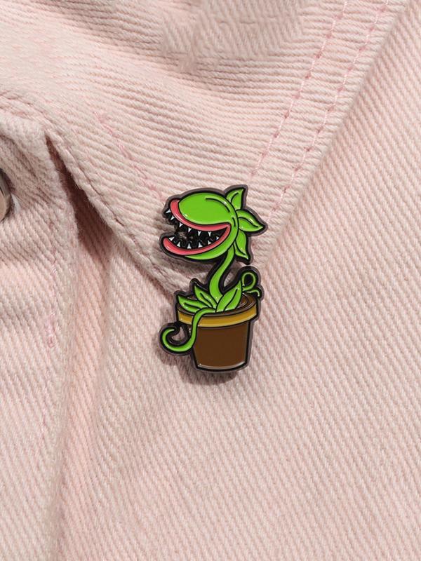 Cute Cartoon Plant Design Brooch, Fashion Alloy Badge for Daily Clothing Decor, Trendy All-match & Exquisite Brooch for Birthday Gift