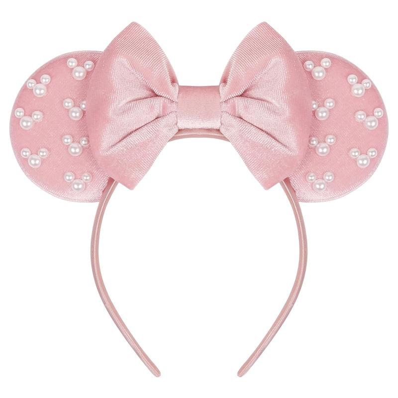 Mouse Ears Headbands for Women Bow Pearl Mouse Ears Adults Pink  Mouse Ears Headbands Christmas  Hair Accessories