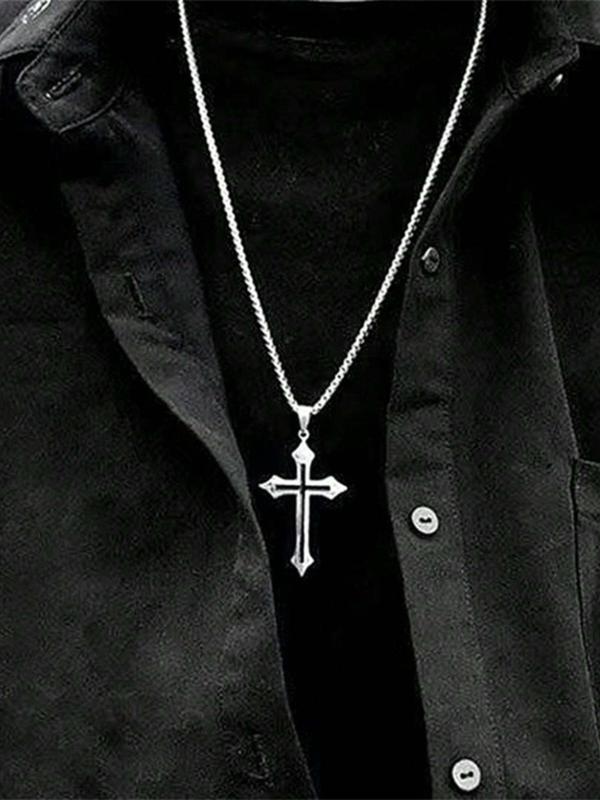 Vintage Cross Pendant Necklace for Men & Women, Fashion Jewelry for Party, Daily Clothing Decor, Trendy All-match & Exquisite Jewelry for Birthday Gift