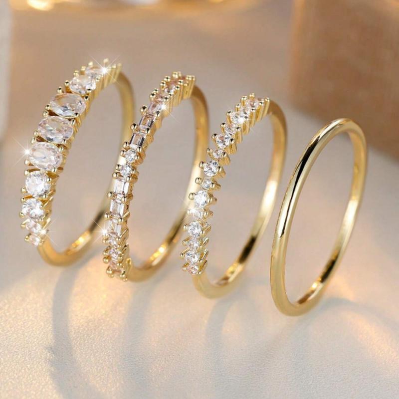 Gold Stackable Rings Set Minimalist Thumb Everyday Ring Statement Promise Wedding Bands Engagement Rings For Women Teen Girls Jewelry Gifts