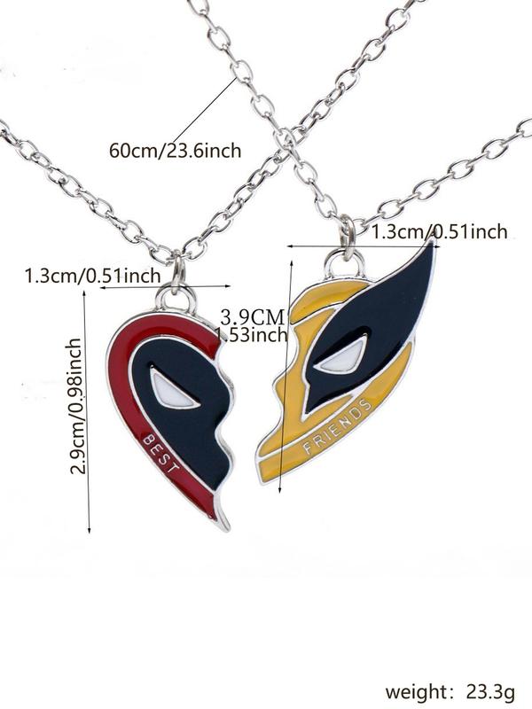 Wolverine Best Friends Design Pendant Necklace, Fashionable Heart Shaped Alloy Necklace for Women & Men, Trendy All-match & Exquisite Jewelry for Birthday Gift