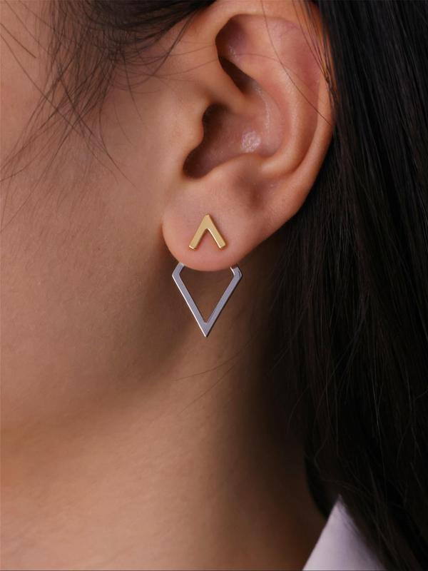 Geometric Design Stud Earrings, Fashionable Jewelry for Women & Girls, Trendy All-match & Exquisite Jewelry for Birthday Gift