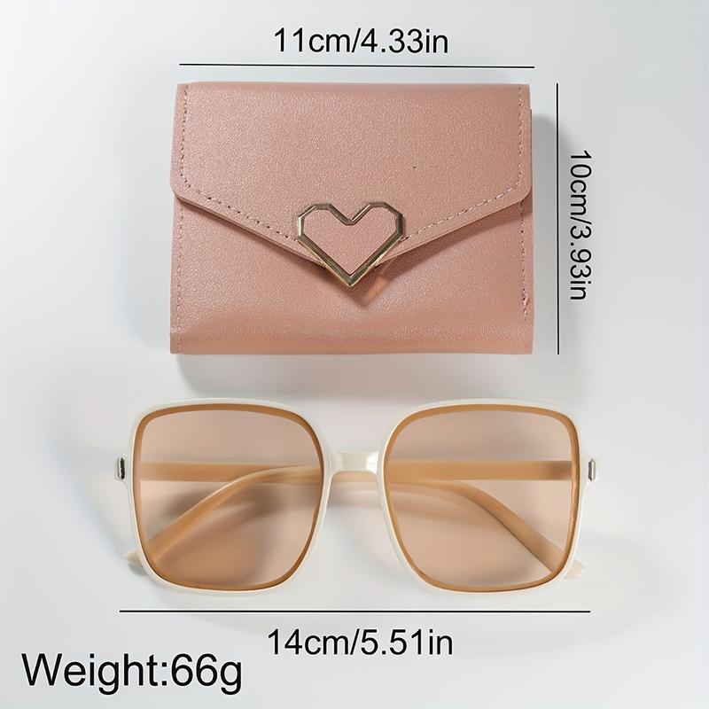 Chic 3PCs women's fashion watch set with quartz movement, faux leather strap & Heart Wallet-includes fashion glasses