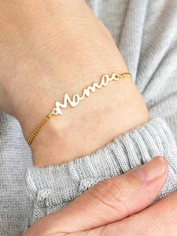 Mama Letter Detail Bracelet, Fashion Matching Bracelet Jewelry for Party, Daily Clothing Decor, Trendy All-match & Exquisite Jewelry for Birthday Gift