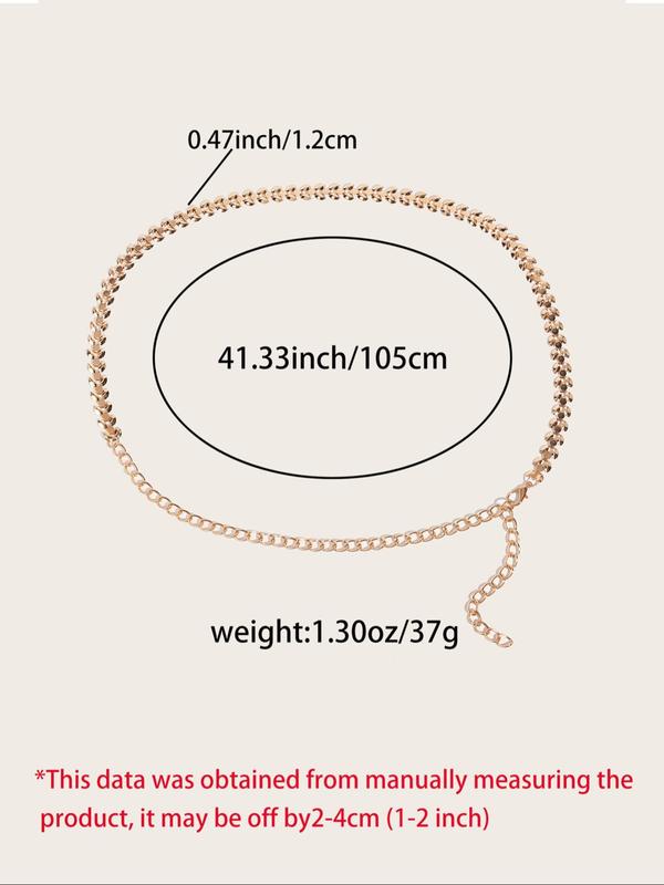 Women's Elegant Leaf Shape Chain Belt, Exquisite Trendy Adjustable Belt for Women, Fashionable Clothes Accessories for Daily & Party Decoration