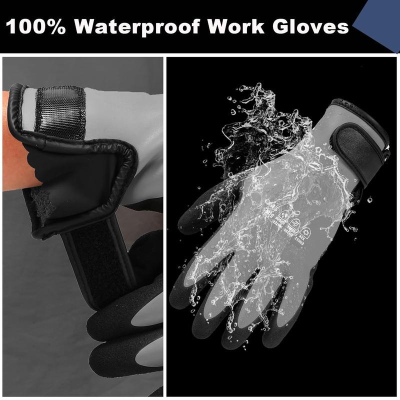 Waterproof Gloves for Men & Women,Winter Work Gloves for Cold Weather,Waterproof Work Gloves with Grip,Winter Freezer Gloves for Working,Gardening, Fishing, Construction Worker (Grey,Large)