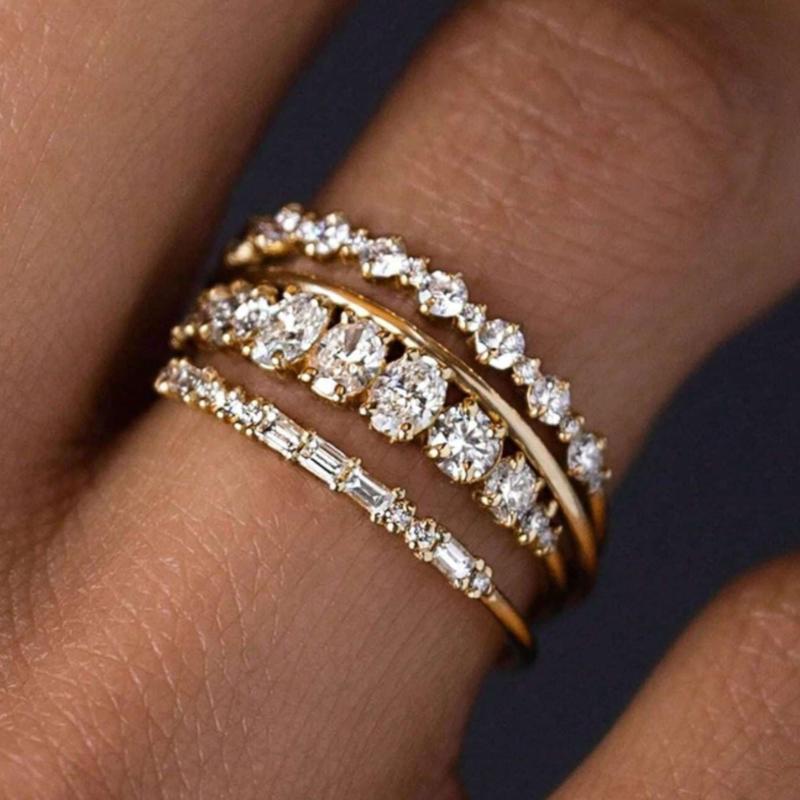 Gold Stackable Rings Set Minimalist Thumb Everyday Ring Statement Promise Wedding Bands Engagement Rings For Women Teen Girls Jewelry Gifts