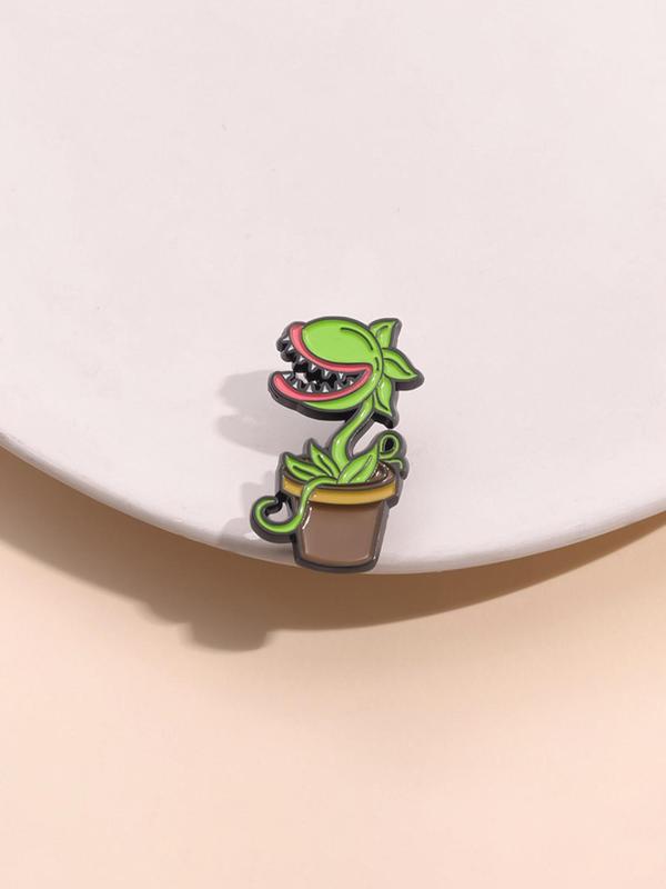 Cute Cartoon Plant Design Brooch, Fashion Alloy Badge for Daily Clothing Decor, Trendy All-match & Exquisite Brooch for Birthday Gift