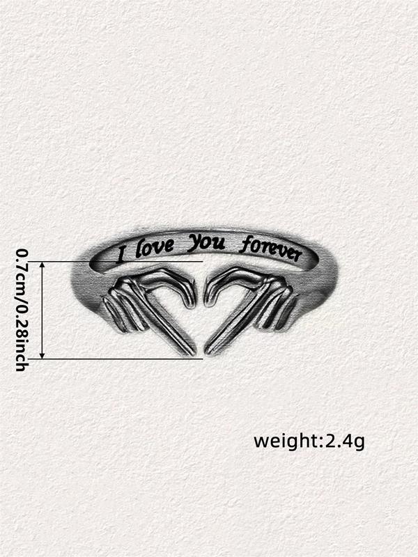 Women's Elegant Heart & Hands Design Ring, Exquisite Trendy Ring, Fashionable Jewelry for Women As Gift