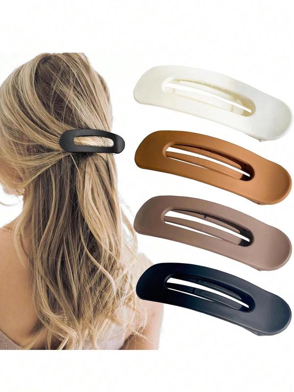 Solid Color Hair Clip, No Trace Flat Large Hair Clip, Fashionable Hair Accessories for Women & Girls, Minimalist Headwear Suitable for Thick Hair