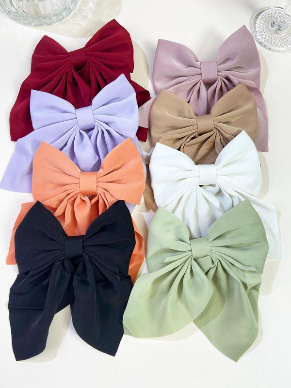 Cute Bow Decor Hair Clips, Casual Simple Plain Color Hair Accessories for Women & Girls, Minimalist Headwear Suitable for Thick Hair