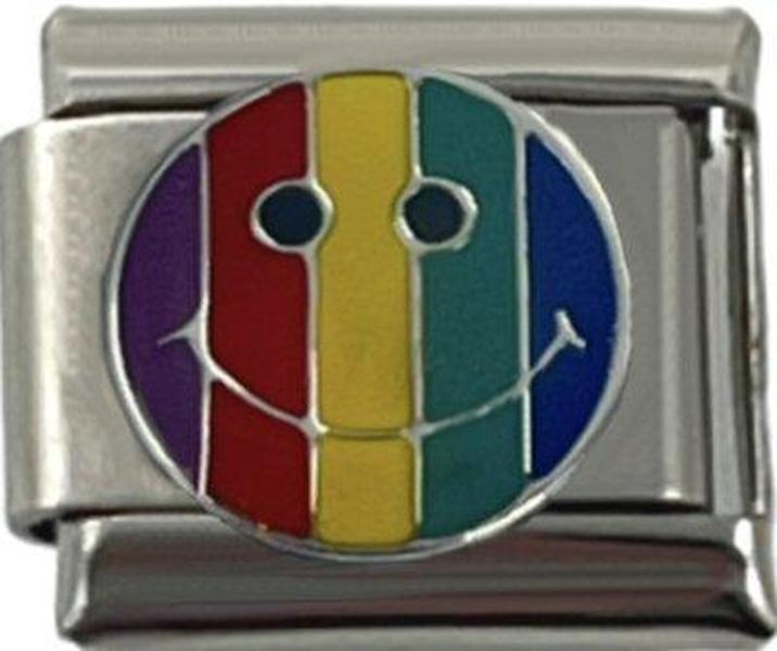 Italian Charm Link Rainbow Smile Face 9mm