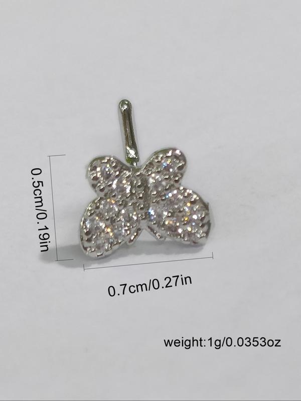 Rhinestone Decorated Butterfly Shaped Nose Ring, Stainless Steel Nose Ring for Women & Men, Fashion Jewelry for Party, Daily Clothing Decor, Trendy All-match & Exquisite Jewelry for Birthday Gift