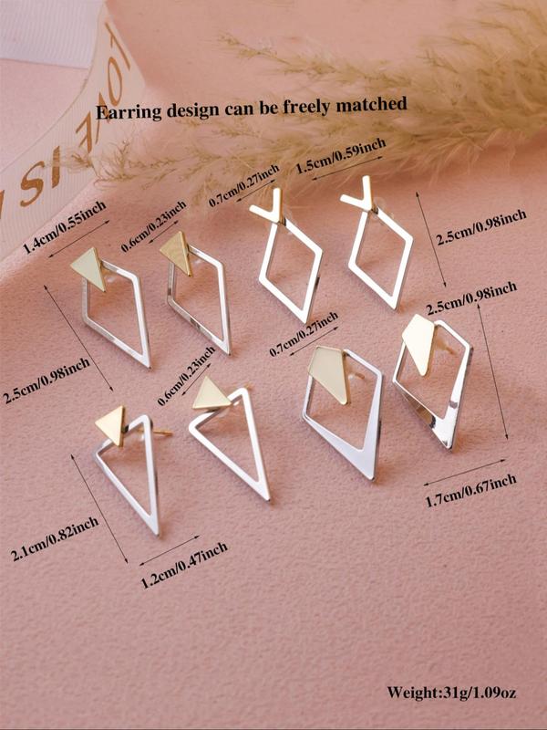 Geometric Design Stud Earrings, Fashionable Jewelry for Women & Girls, Trendy All-match & Exquisite Jewelry for Birthday Gift