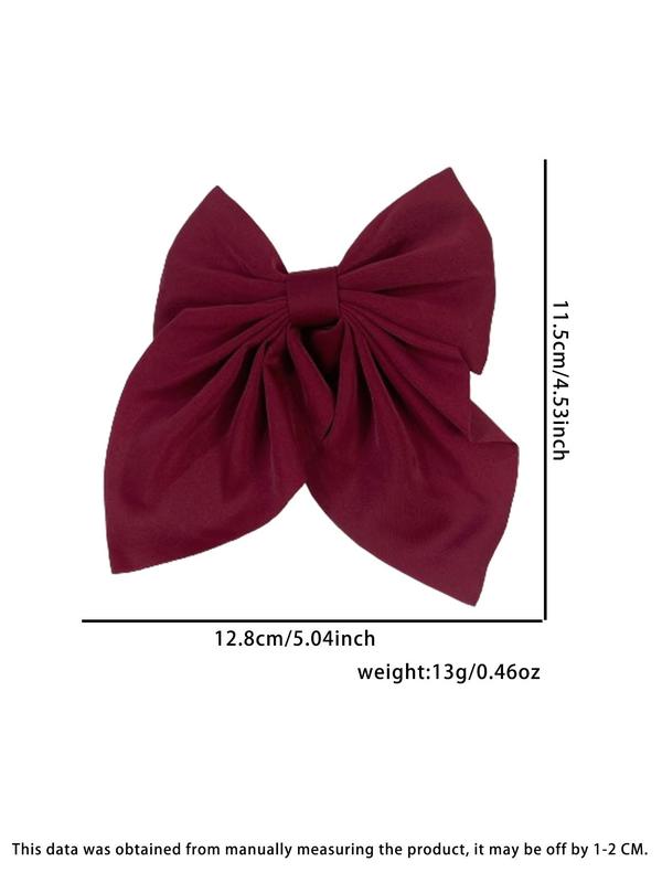 Cute Bow Decor Hair Clips, Casual Simple Plain Color Hair Accessories for Women & Girls, Minimalist Headwear Suitable for Thick Hair