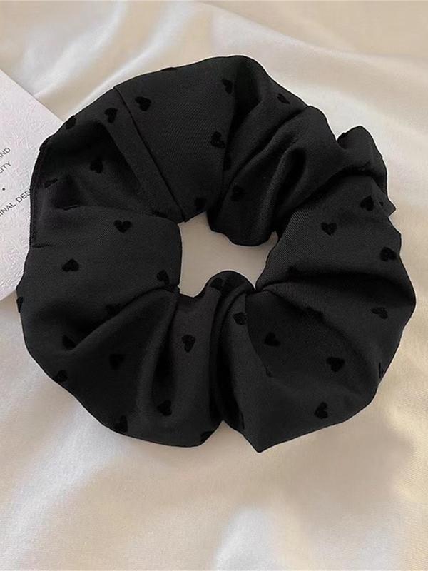 Polka Dot & Heart & Bow Decor Ruched Hair Tie, Cute Scrunchie for Women & Girls, Minimalist Headwear for Thick Hair, Fashion Hair Accessories for Party, Daily