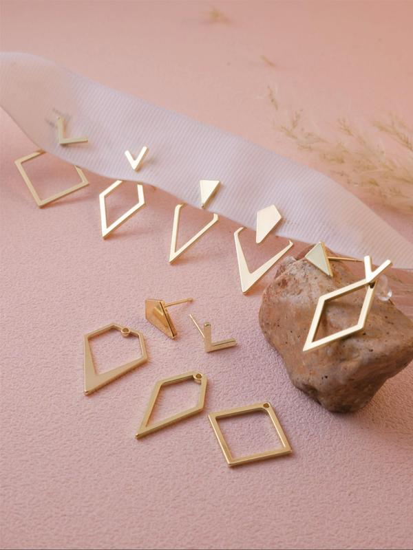 Geometric Design Stud Earrings, Fashionable Jewelry for Women & Girls, Trendy All-match & Exquisite Jewelry for Birthday Gift