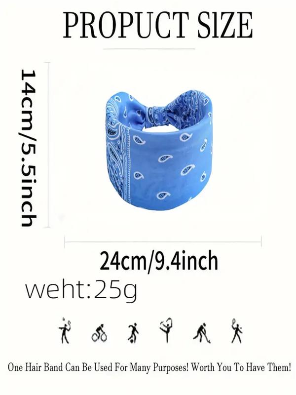 Paisley Pattern Knot Design Hair Band, Casual High Stretch Hair Band for Women & Girls, Fashion Hair Accessories for Gym Workout Running