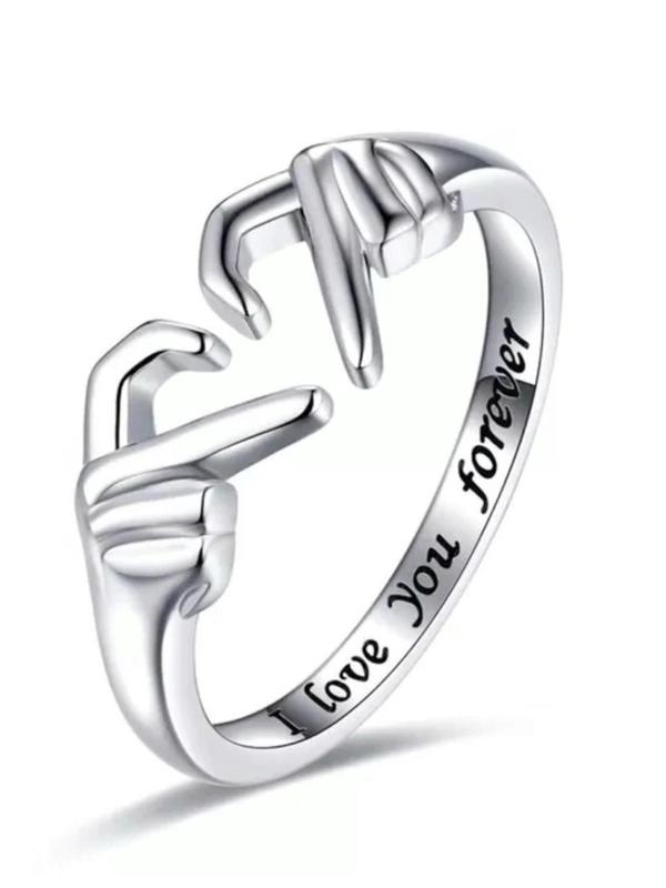 Women's Elegant Heart & Hands Design Ring, Exquisite Trendy Ring, Fashionable Jewelry for Women As Gift