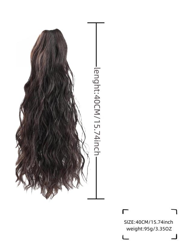 16 Inch Long Body Wavy Ponytail Extension, Natural Looking Synthetic Hair Piece with Hair Claw for Daily Use, Natural Fluffy Hair Clip on Hair Extension for Women