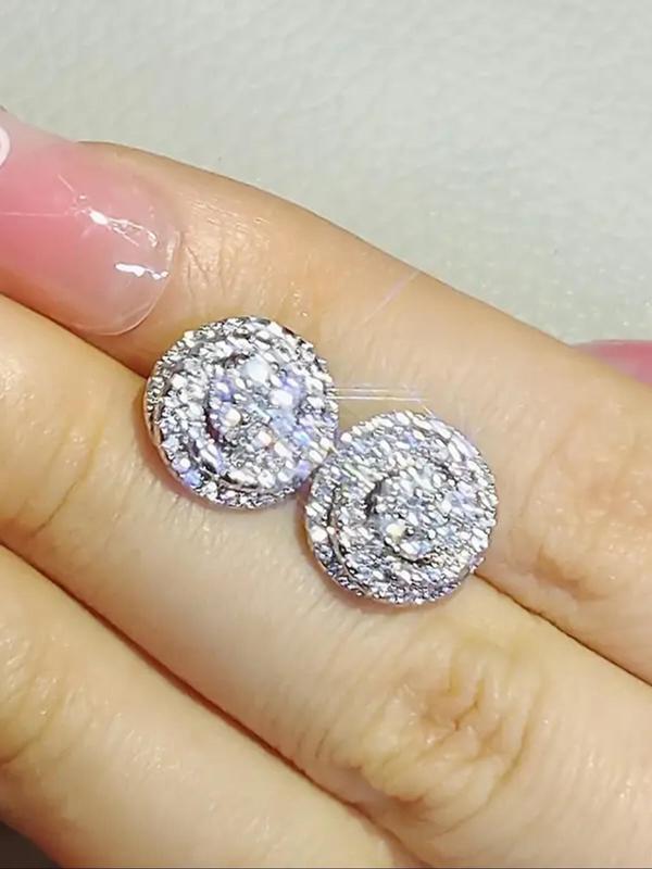 1 Pair Fashion Elegant Rhinestone Decorated Stud Earrings, Casual Jewelry for Party Banquet, Daily Clothing Decor Gift for Girl