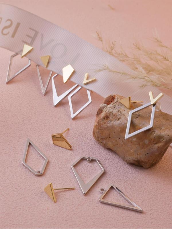 Geometric Design Stud Earrings, Fashionable Jewelry for Women & Girls, Trendy All-match & Exquisite Jewelry for Birthday Gift