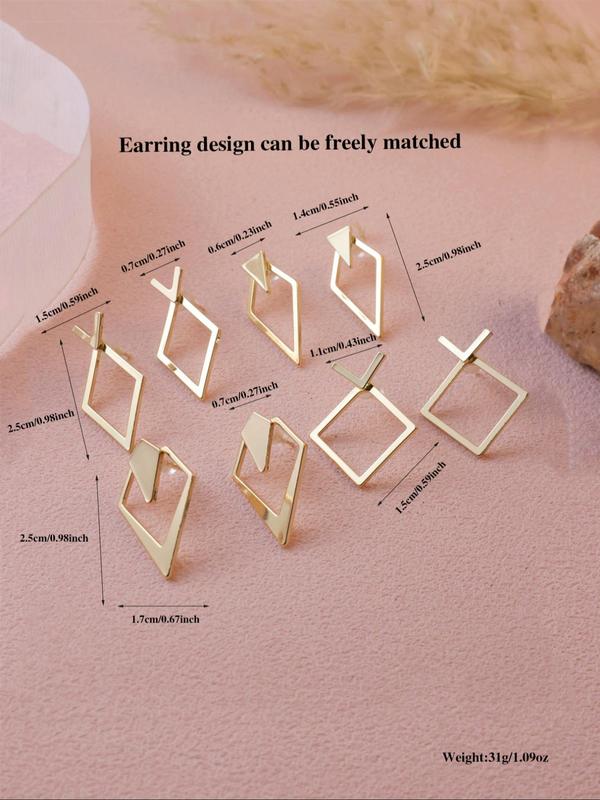 Geometric Design Stud Earrings, Fashionable Jewelry for Women & Girls, Trendy All-match & Exquisite Jewelry for Birthday Gift