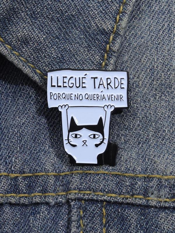 Cute Cat Design Pin Brooch, Fashion Alloy Badge for Daily Clothing Decor, Trendy All-match & Exquisite Brooch for Birthday Gift