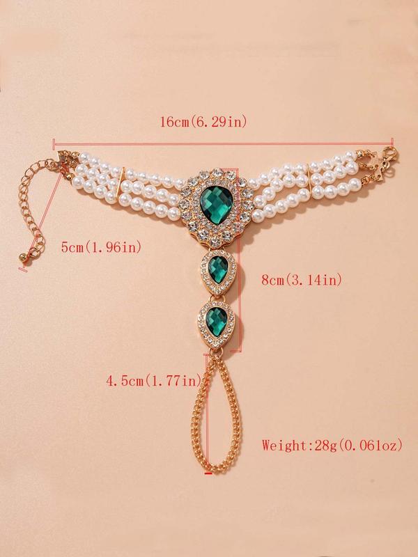 Women's Elegant Faux Pearl & Rhinestone Decorated Necklace & One Piece Bracelet, Exquisite Trendy Jewelry Set, Fashionable Accessories for Party & Daily Clothing Decor