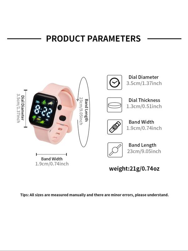 Men's Cute Cartoon Pattern Digital Watch With Box, Casual Sportive Wristwatch with Heart Rate Monitoring Function, Trendy Date Display Multifunctional Watch As Gift